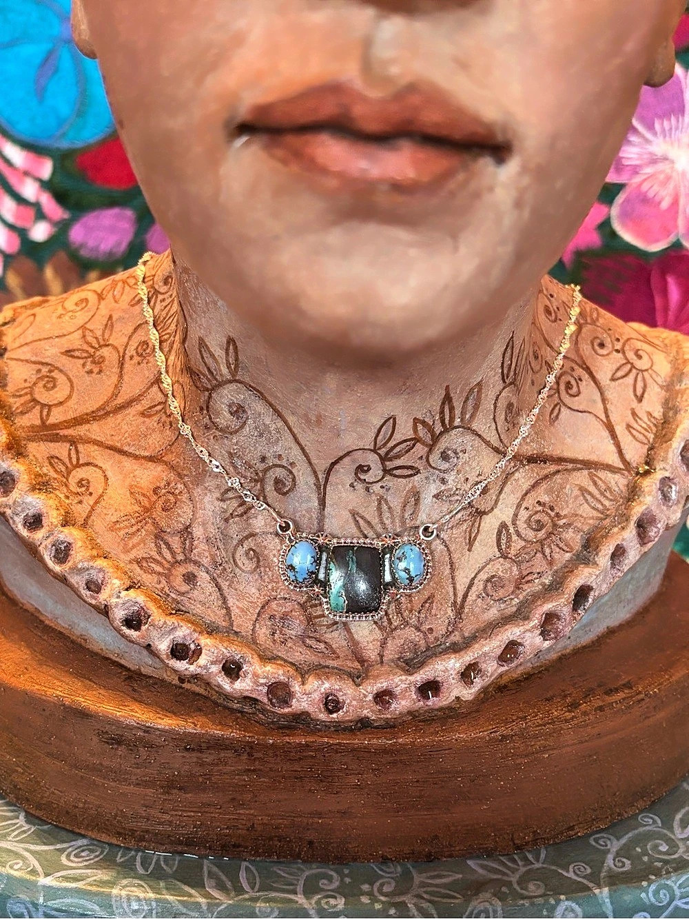Blackjack and turquoise sterling silver necklace (never worn)